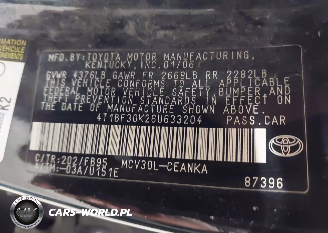 2006 Toyota Camry Le-Xle-Se VIN:4T1BF30K26U633204 - 9
