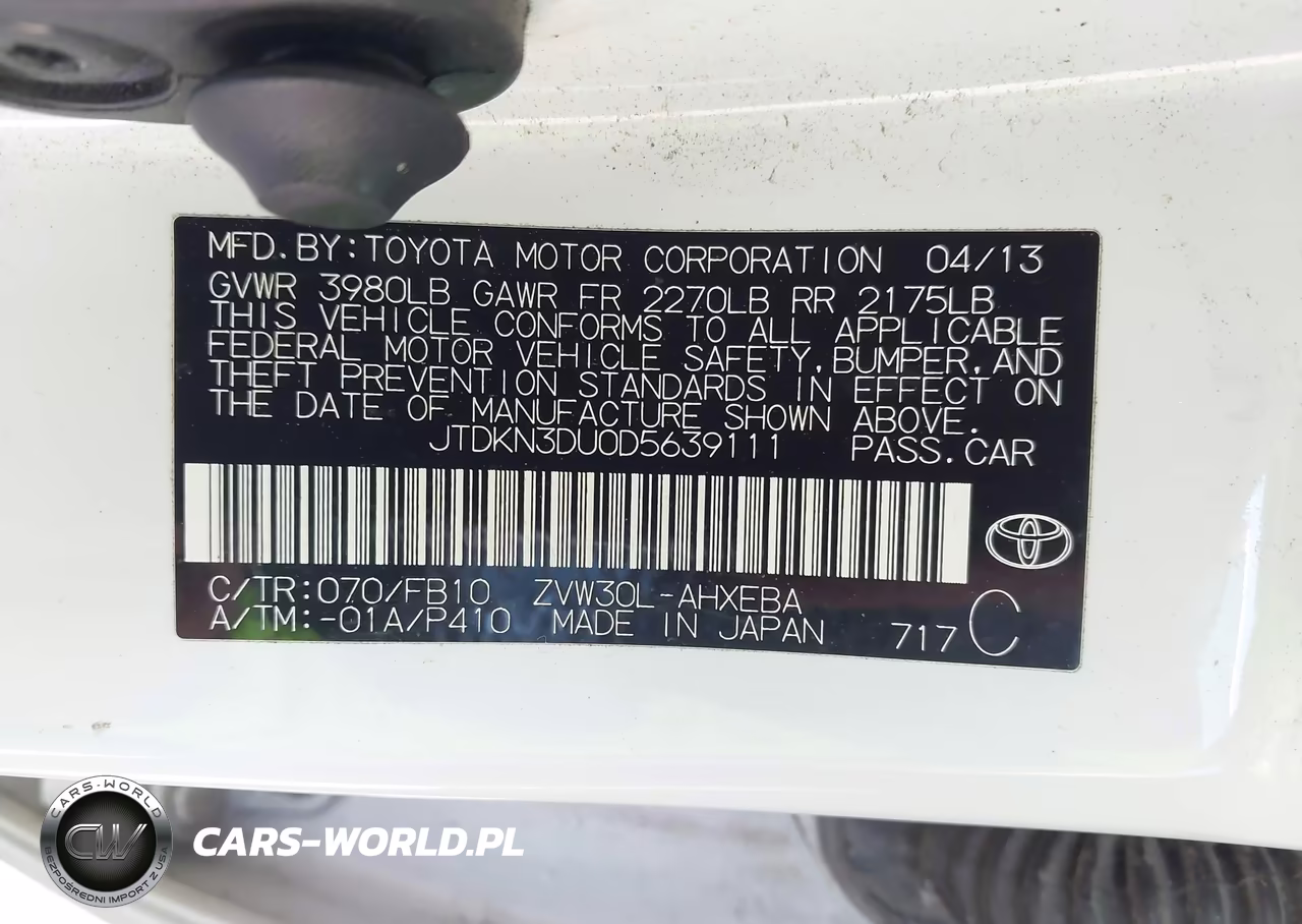 2013 Toyota Prius Two VIN:JTDKN3DU0D5639111 - 9