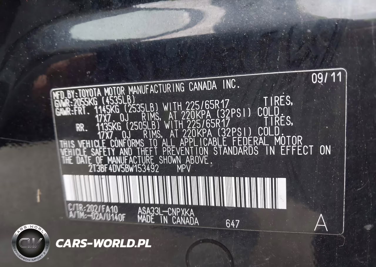 2011 Toyota Rav4 VIN:2T3BF4DV5BW153492 - 9