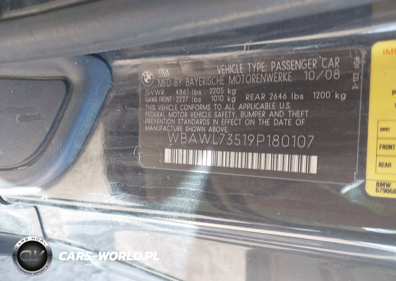 2009 BMW 335I VIN:WBAWL73519P180107 - 9