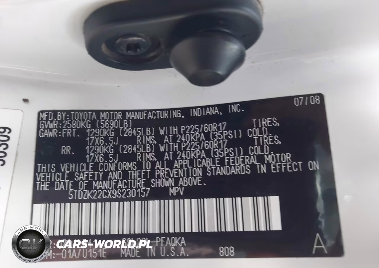 2009 Toyota Sienna Xle VIN:5TDZK22CX9S230157 - 9