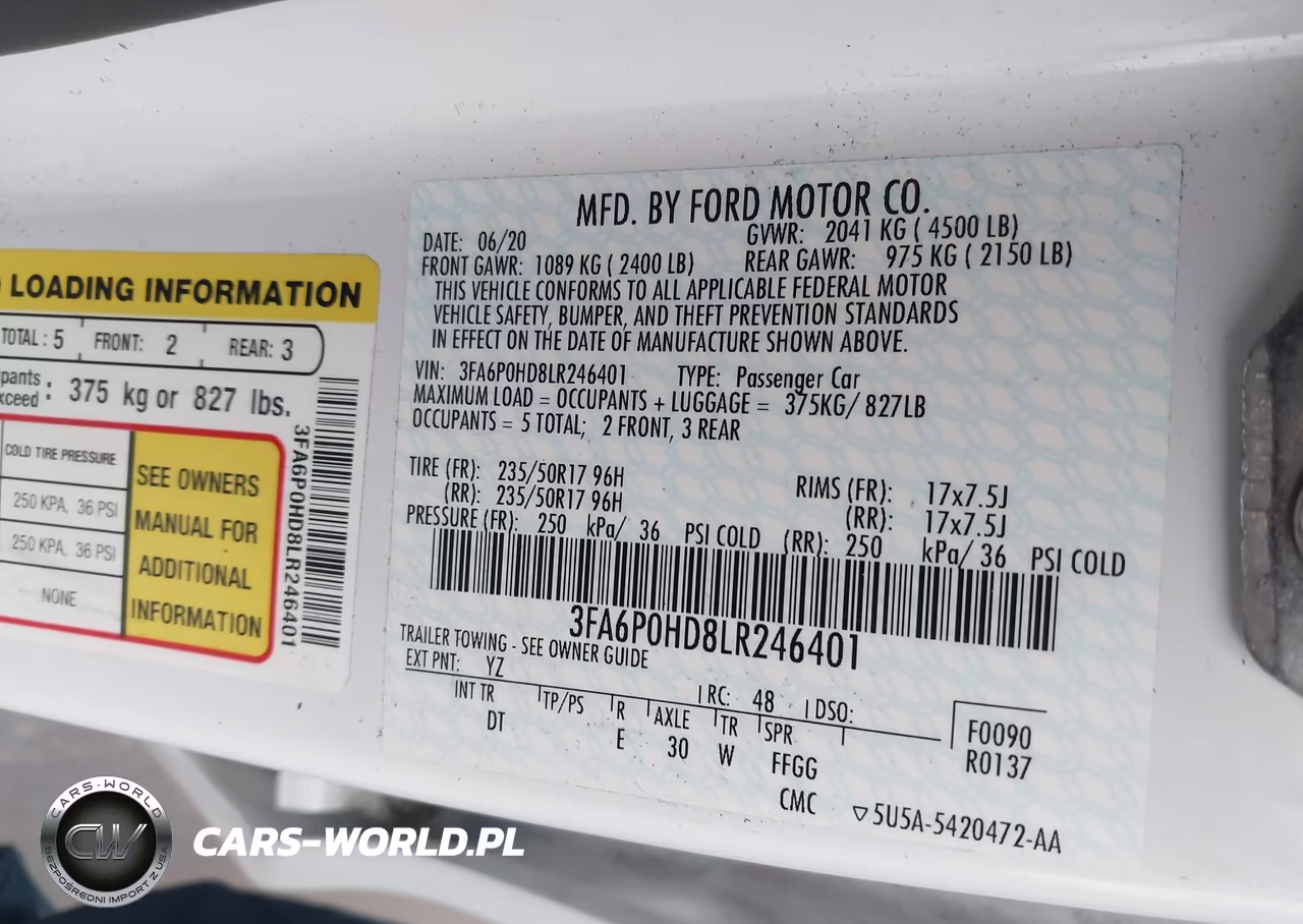 2020 Ford Fusion Se VIN:3FA6P0HD8LR246401 - 9