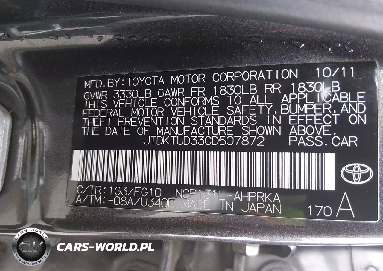 2012 Toyota Yaris Le VIN:JTDKTUD33CD507872 - 9