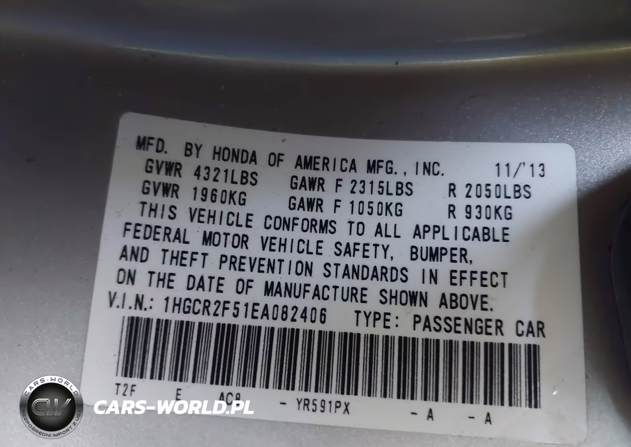 2014 Honda Accord Sport VIN:1HGCR2F51EA082406 - 9