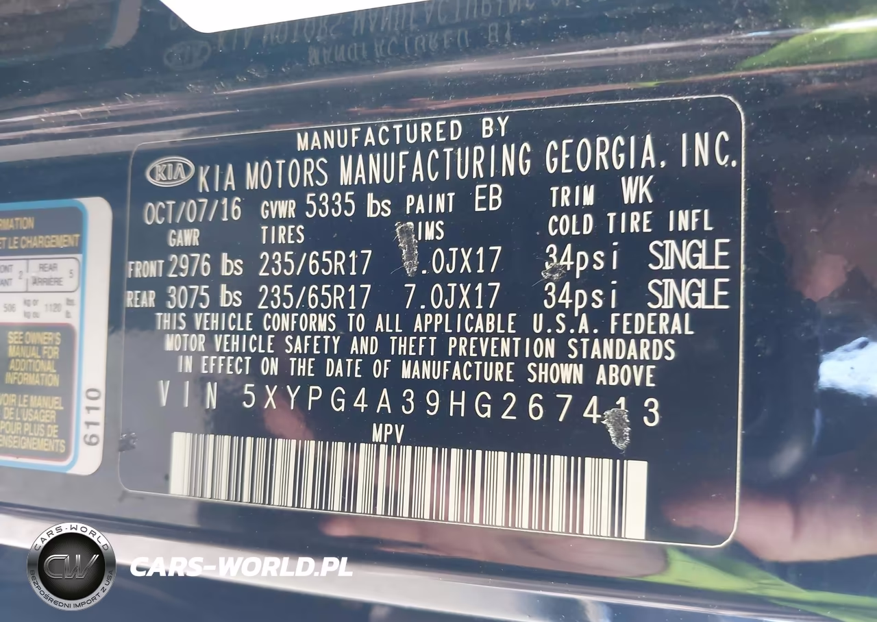 2017 Kia Sorento 2.4L Lx VIN:5XYPG4A39HG267413 - 9