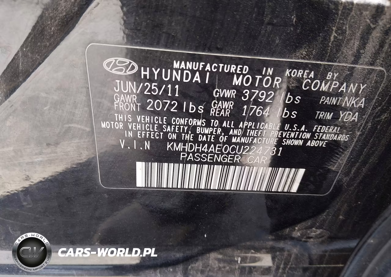 2012 Hyundai Elantra Gls (Ulsan Plant) VIN:KMHDH4AE0CU224731 - 9