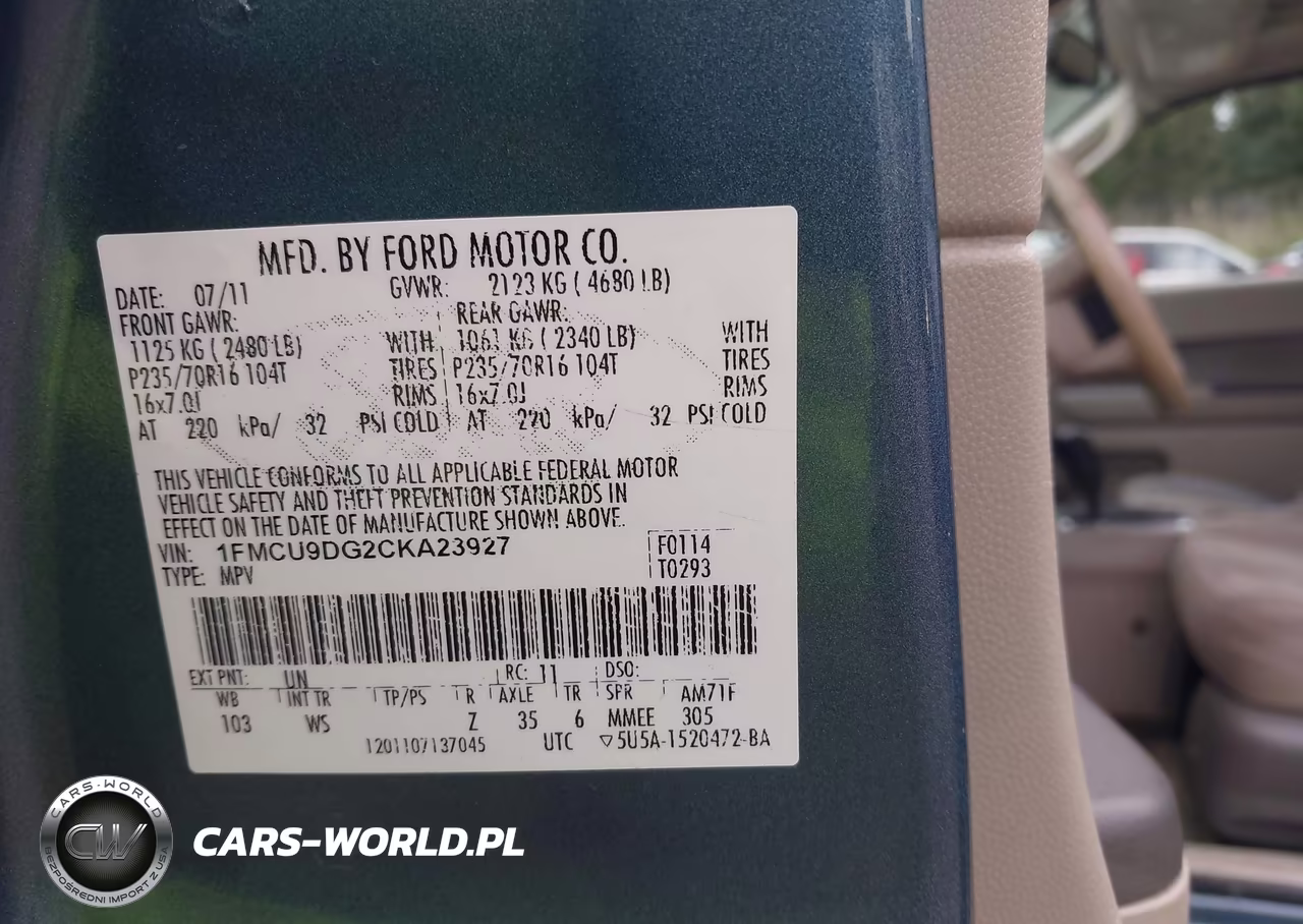 2012 Ford Escape Xlt VIN:1FMCU9DG2CKA23927 - 9