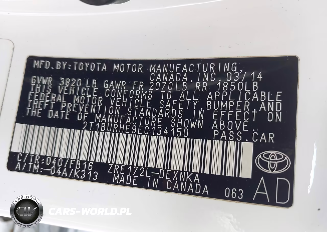 2014 Toyota Corolla Le VIN:2T1BURHE9EC134150 - 9