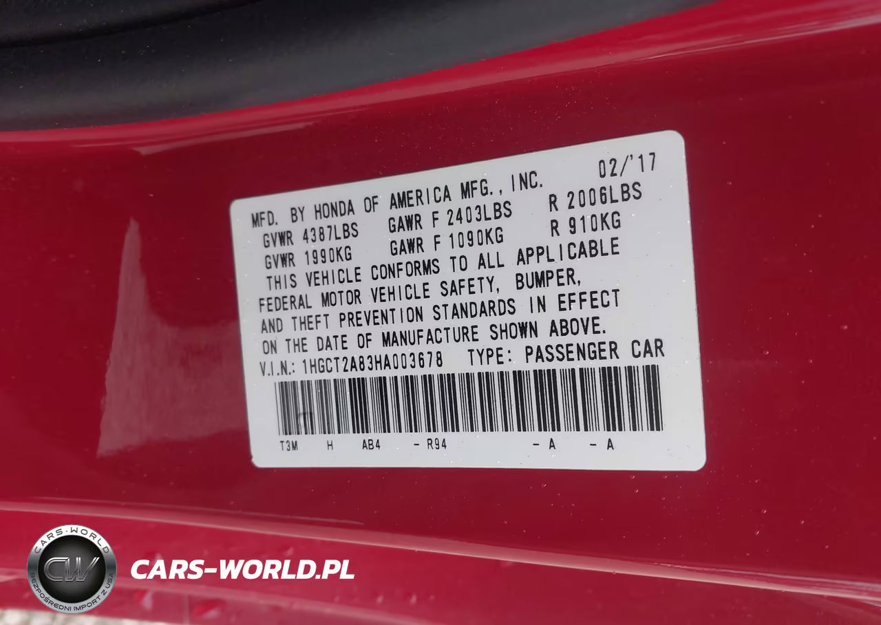 2017 Honda Accord Ex-L V6 VIN:1HGCT2A83HA003678 - 9