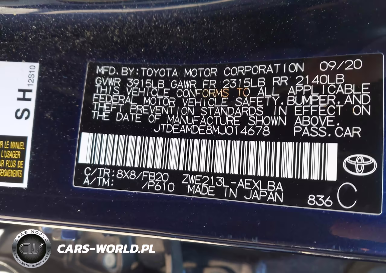 2021 Toyota Corolla Hybrid Le VIN:JTDEAMDE8MJ014678 - 9