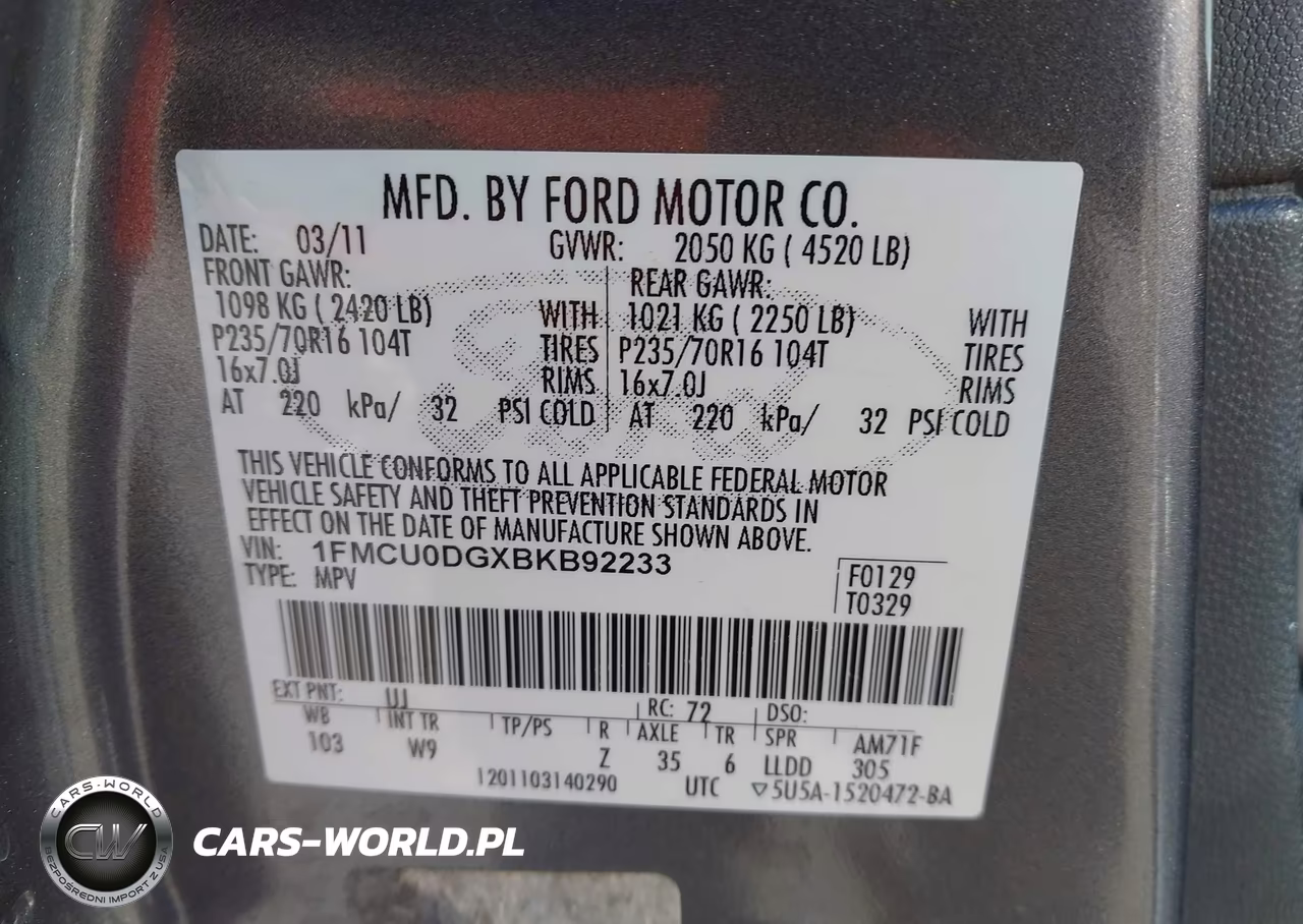 2011 Ford Escape Xlt VIN:1FMCU0DGXBKB92233 - 9