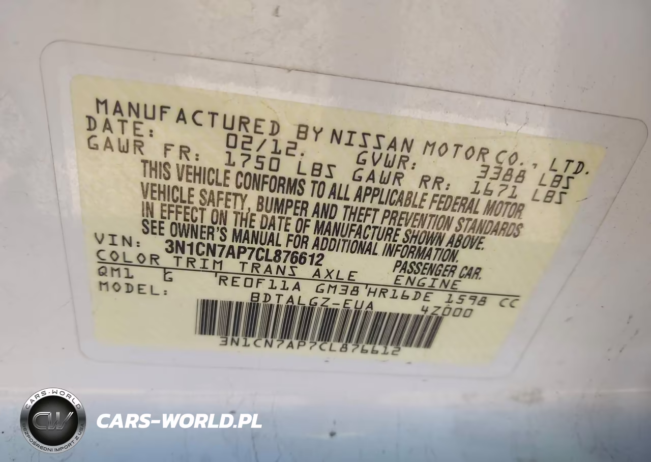 2012 Nissan Versa 1.6 Sl VIN:3N1CN7AP7CL876612 - 9