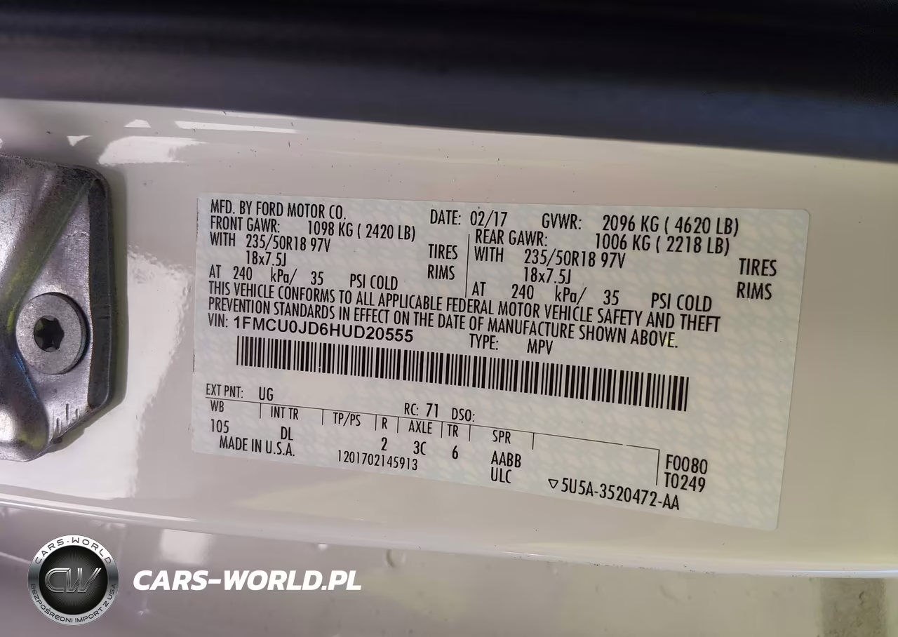 2017 Ford Escape Titanium VIN:1FMCU0JD6HUD20555 - 9