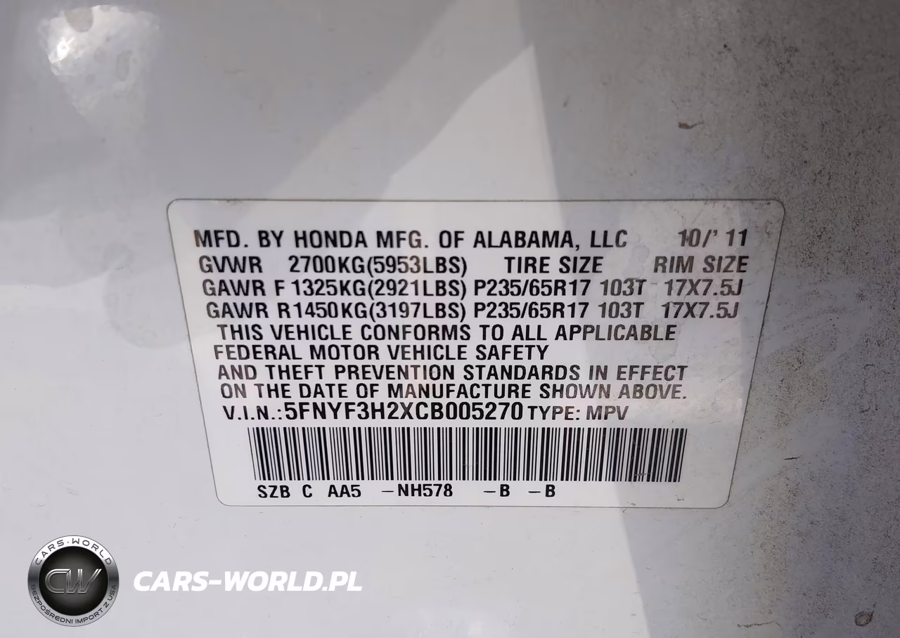 2012 Honda Pilot Lx VIN:5FNYF3H2XCB005270 - 9