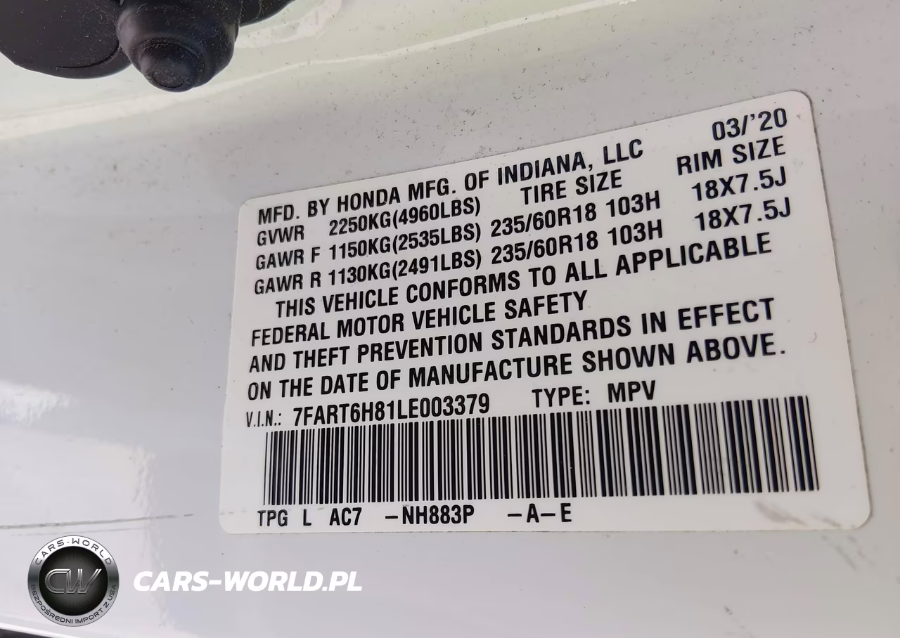 2020 Honda Cr-V Hybrid Ex-L VIN:7FART6H81LE003379 - 9