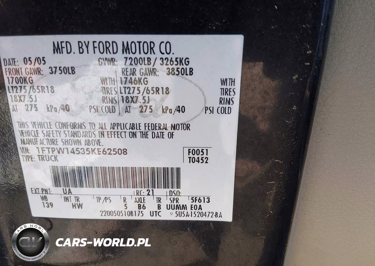 2005 Ford F-150 Fx4-Lariat-Xlt VIN:1FTPW14535KE62508 - 9