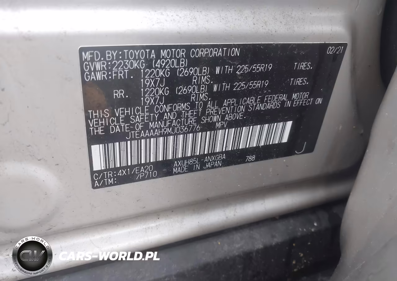 2021 Toyota Venza Xle VIN:JTEAAAAH9MJ036776 - 9