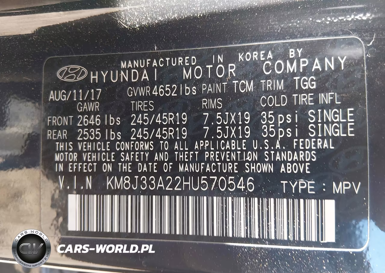 2017 Hyundai Tucson Value VIN:KM8J33A22HU570546 - 9