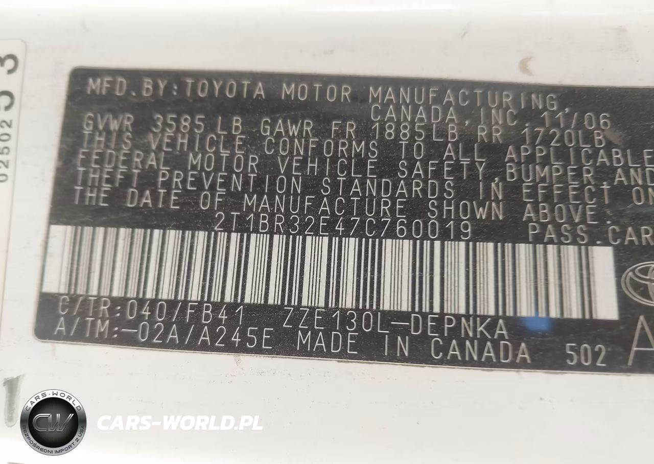 2007 Toyota Corolla Le VIN:2T1BR32E47C760019 - 9