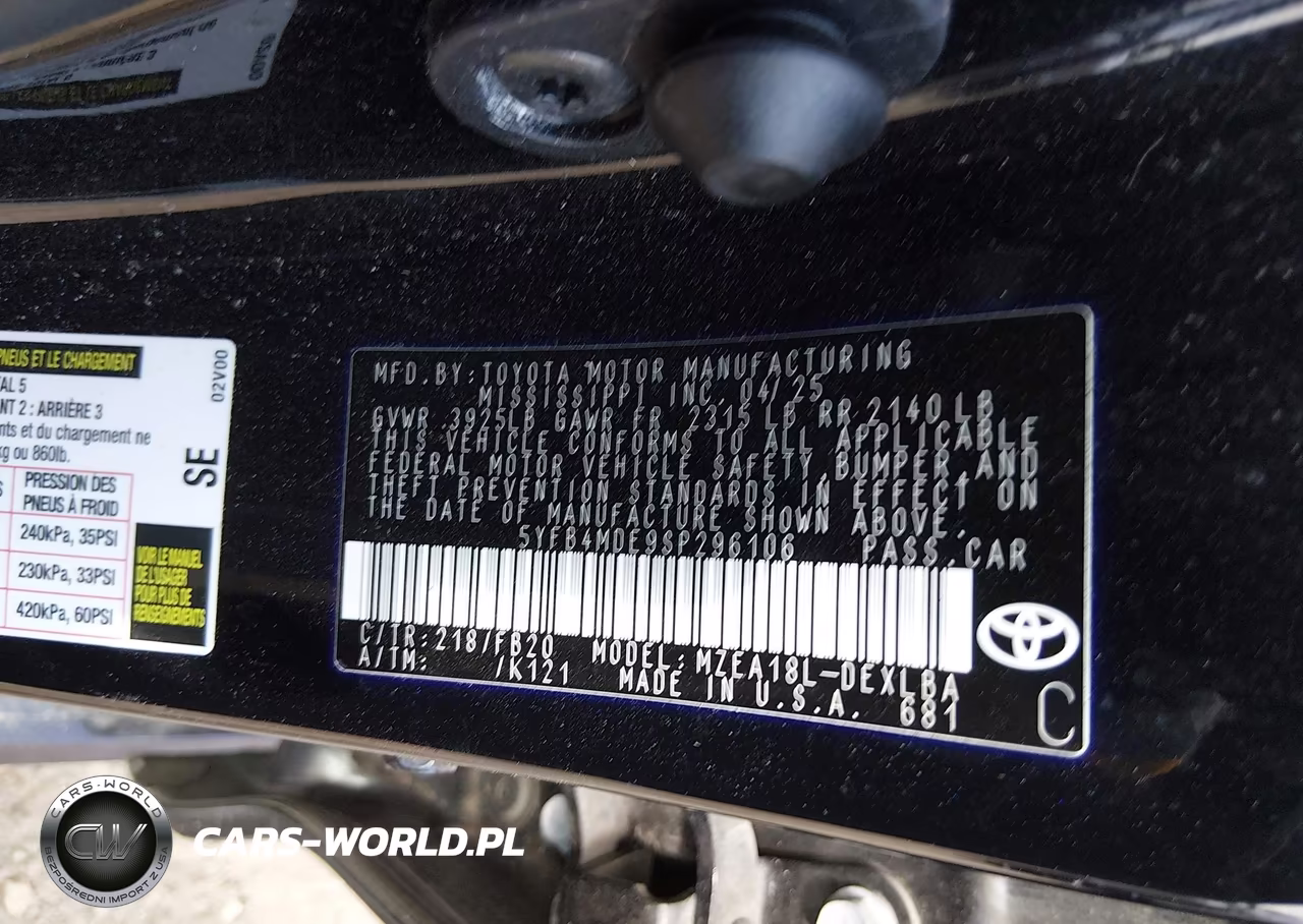 2025 Toyota Corolla Le VIN:5YFB4MDE9SP296106 - 9