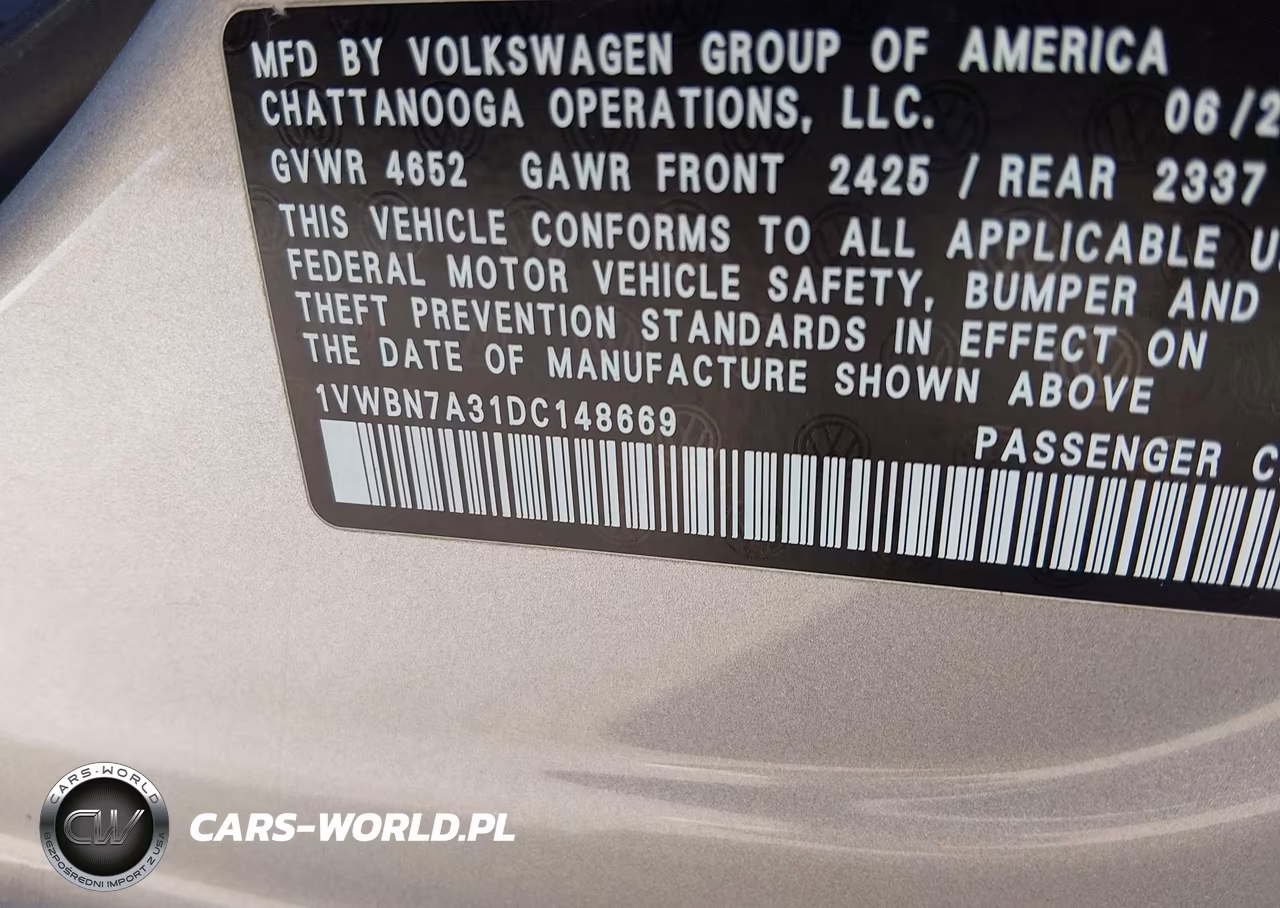 2013 Volkswagen Passat 2.0L Tdi Se VIN:1VWBN7A31DC148669 - 9