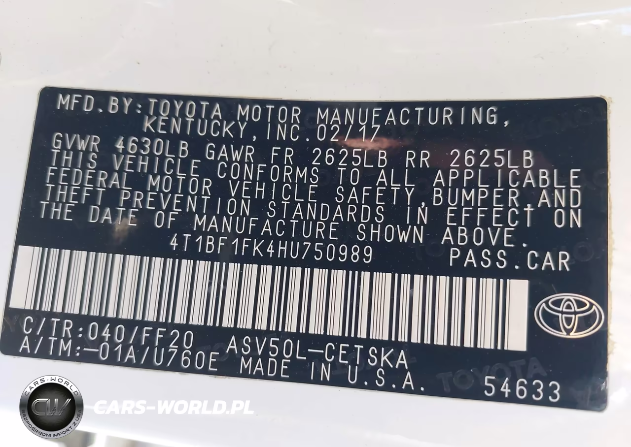 2017 Toyota Camry Se VIN:4T1BF1FK4HU750989 - 9