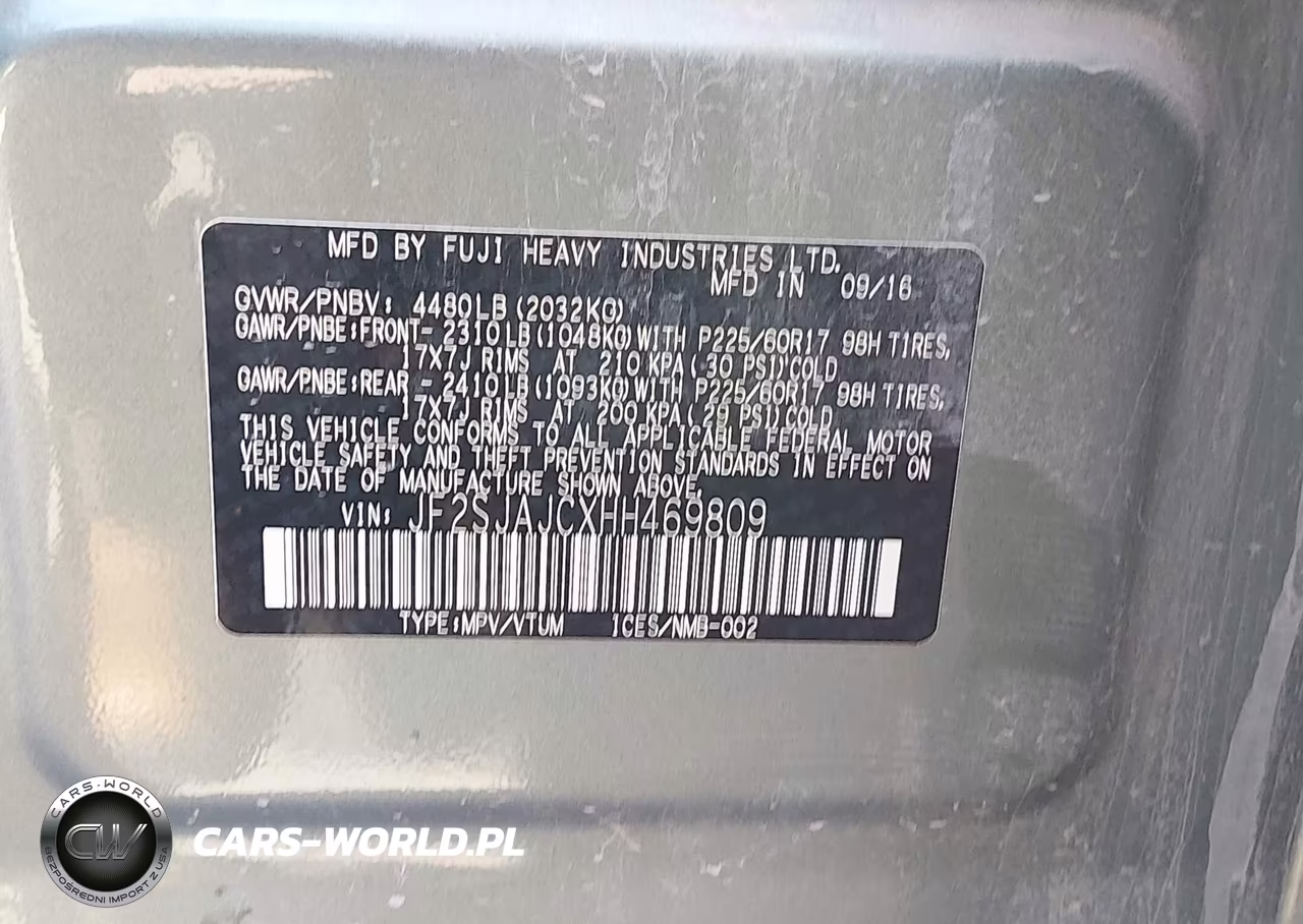 2017 Subaru Forester 2.5I Limited VIN:JF2SJAJCXHH469809 - 9