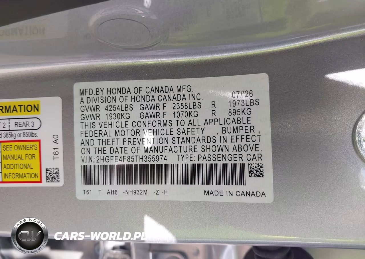 2026 Honda Civic Hybrid Sport-Sport Touring VIN:2HGFE4F85TH355974 - 9