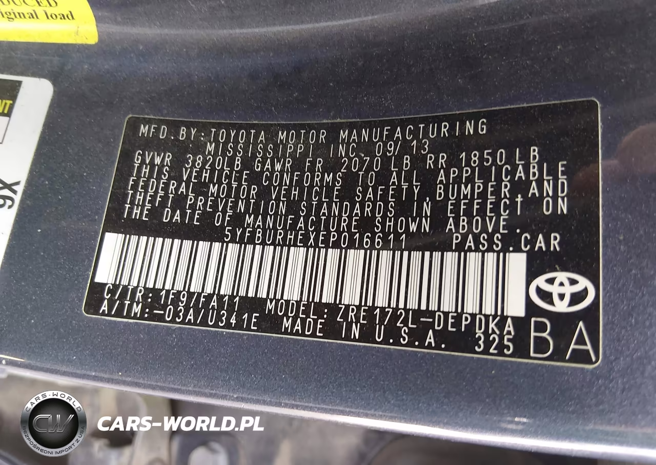 2014 Toyota Corolla L VIN:5YFBURHEXEP016611 - 9