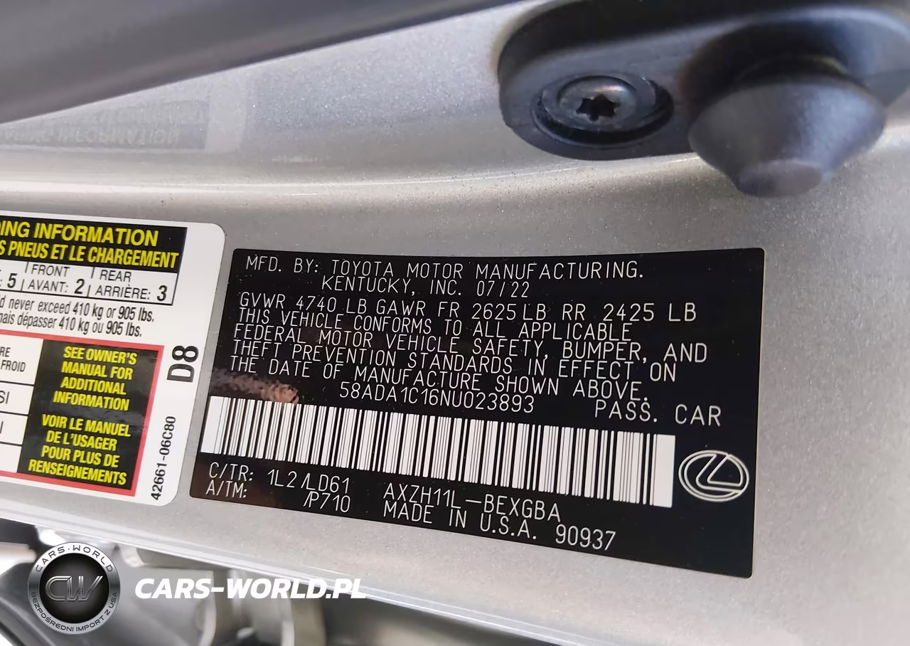 2022 Lexus Es 300H VIN:58ADA1C16NU023893 - 9