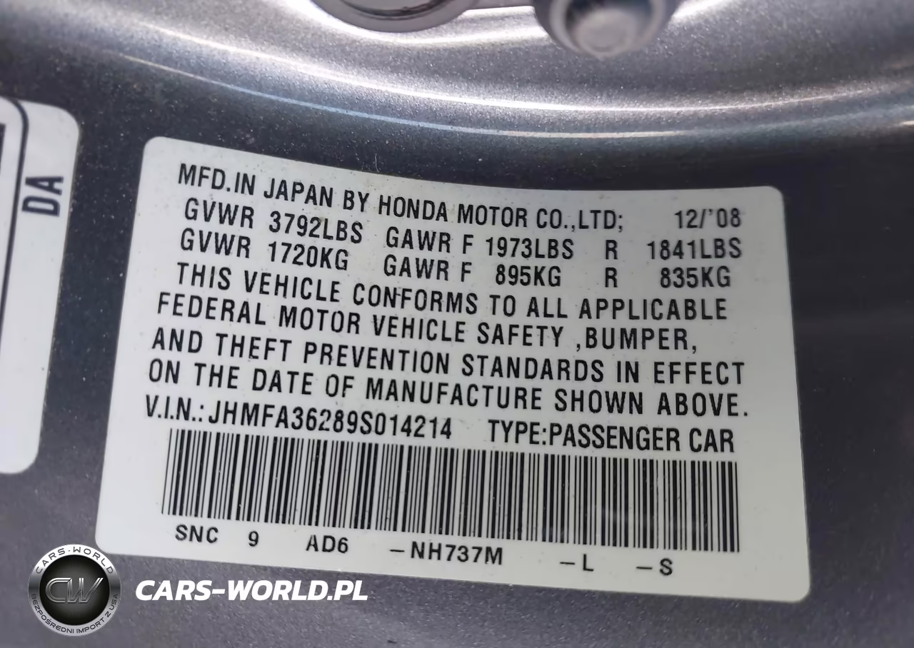 2009 Honda Civic Hybrid VIN:JHMFA36289S014214 - 9
