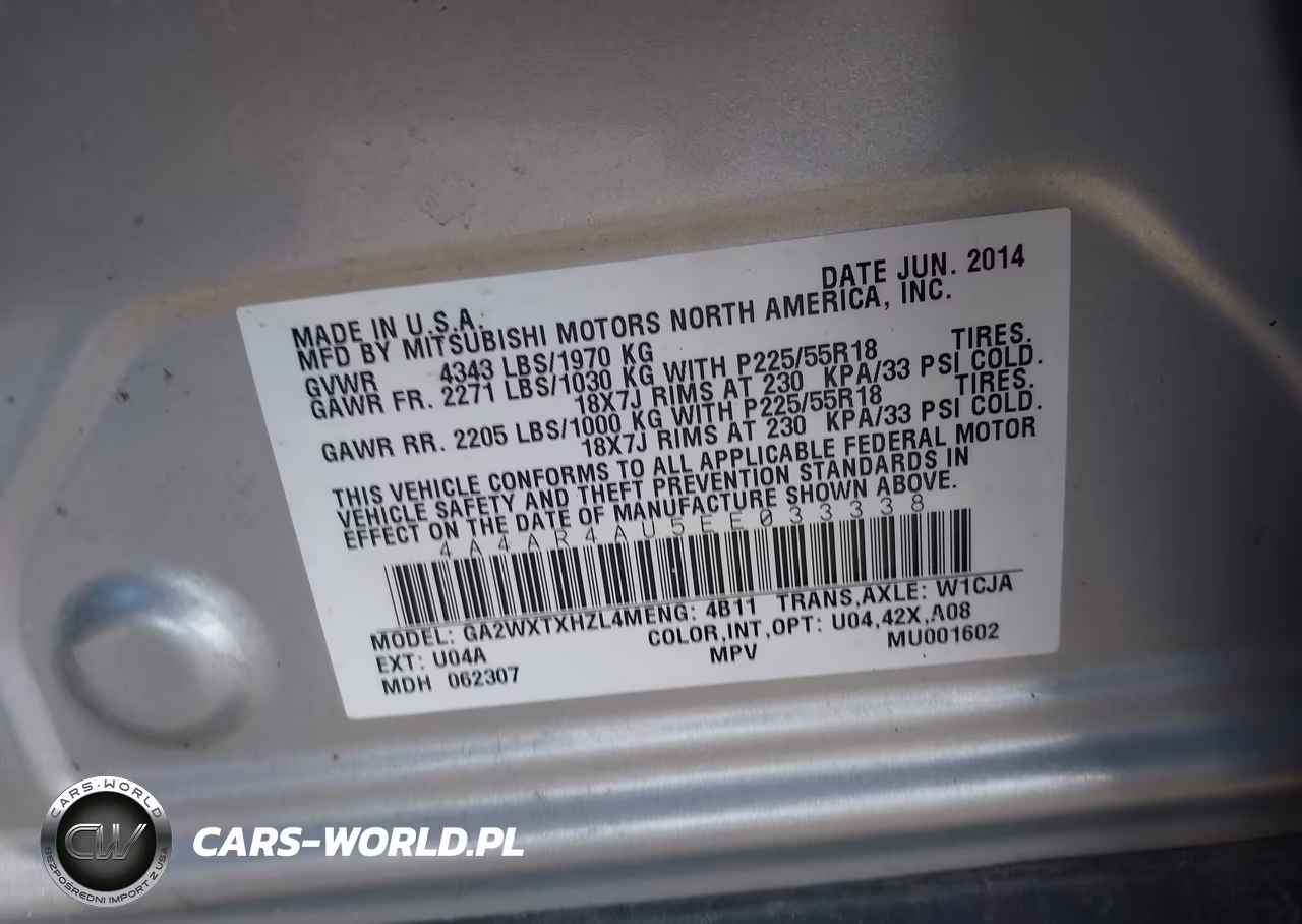 2014 Mitsubishi Outlander Sport Se VIN:4A4AR4AU5EE033338 - 9