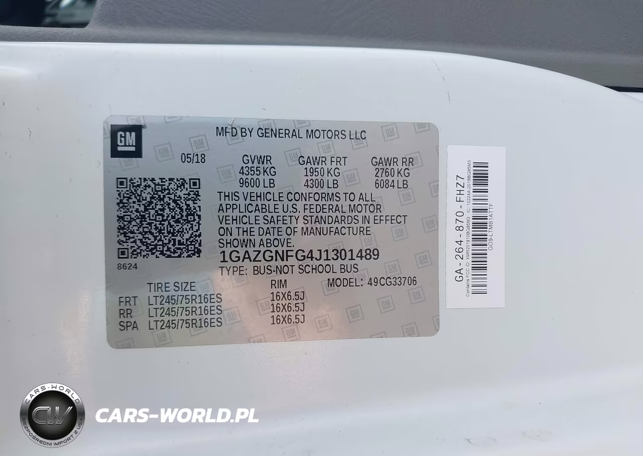 2018 Chevrolet Express 3500 Ls VIN:1GAZGNFG4J1301489 - 9