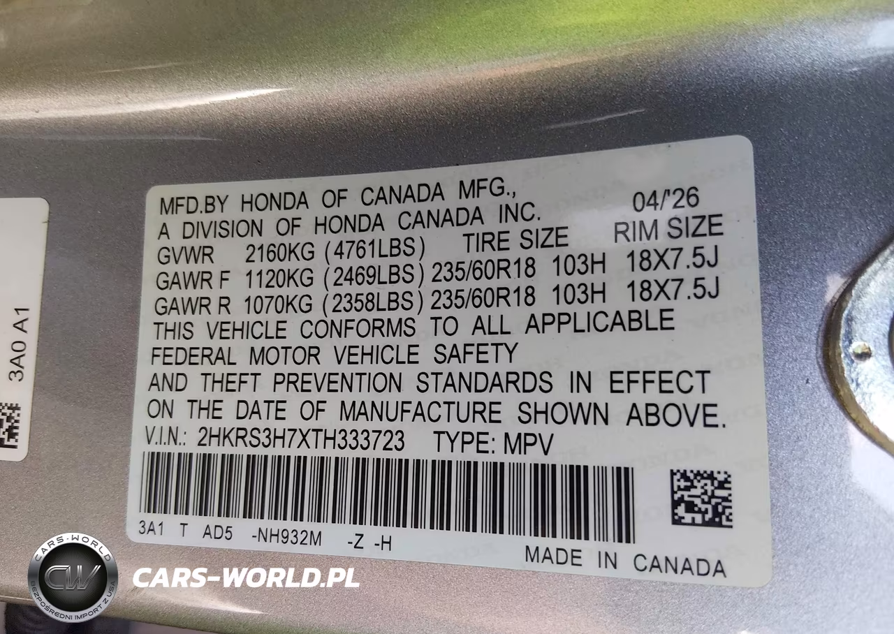 2026 Honda Cr-V Ex-L 2Wd VIN:2HKRS3H7XTH333723 - 9