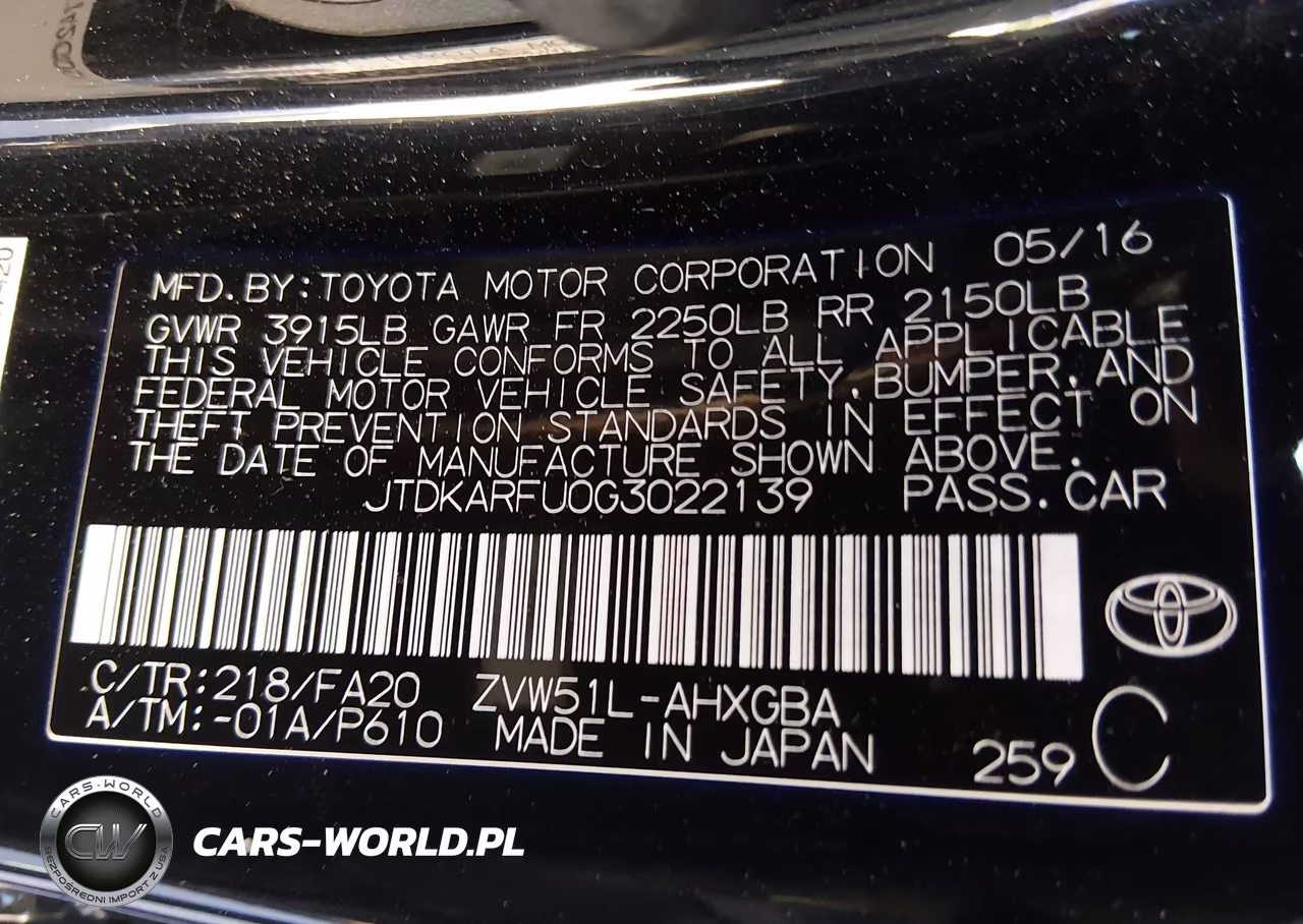 2016 Toyota Prius Three VIN:JTDKARFU0G3022139 - 9