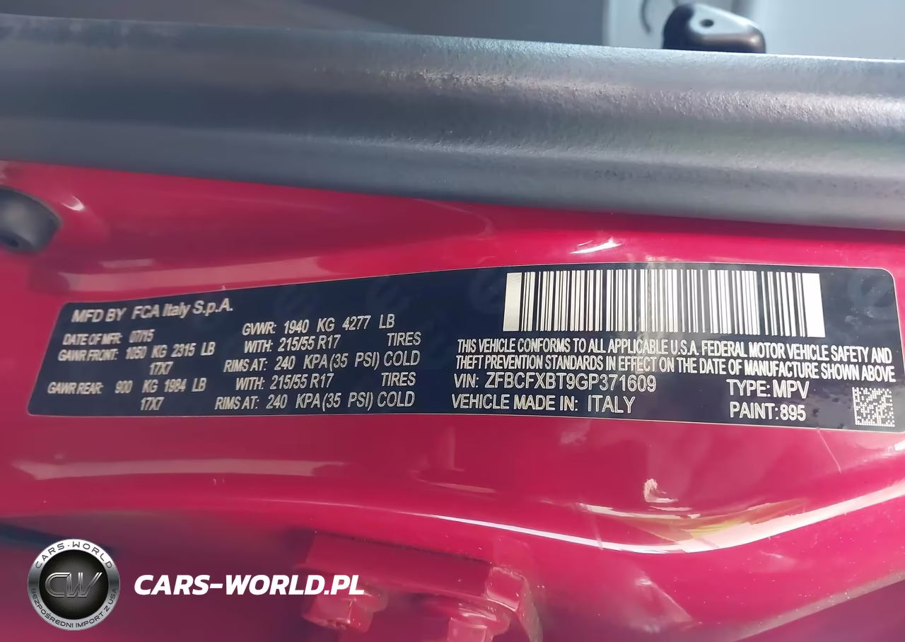 2016 Fiat 500X Easy VIN:ZFBCFXBT9GP371609 - 9