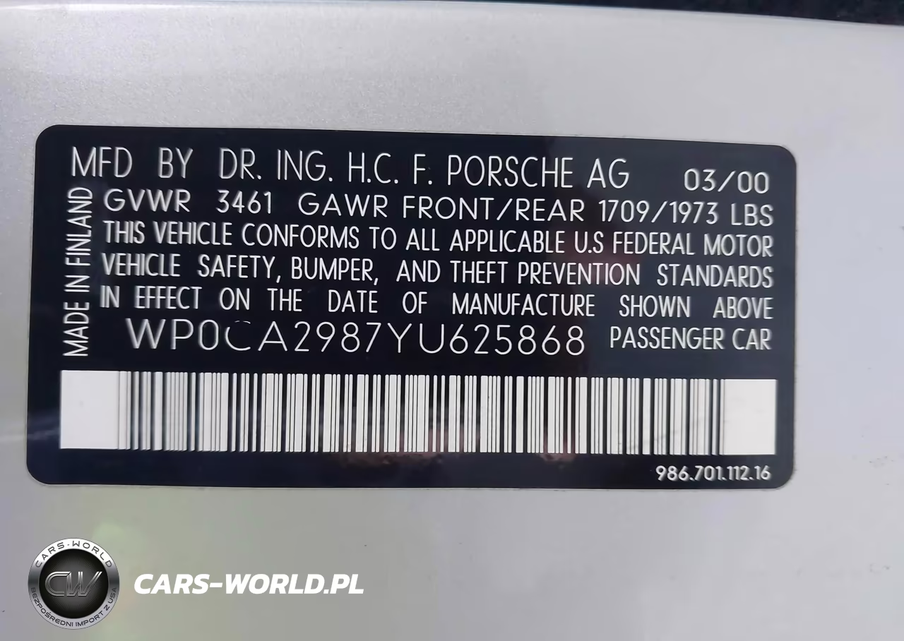 2000 Porsche Boxster VIN:WP0CA2987YU625868 - 9