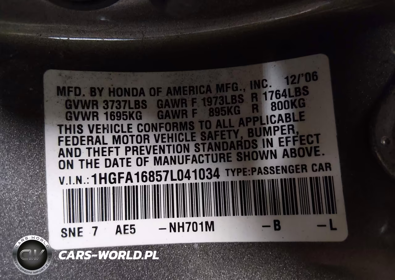 2007 Honda Civic Ex VIN:1HGFA16857L041034 - 9