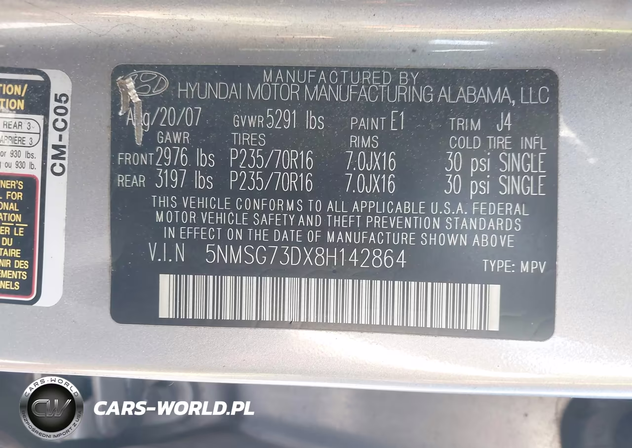 2008 Hyundai Santa Fe Gls VIN:5NMSG73DX8H142864 - 9