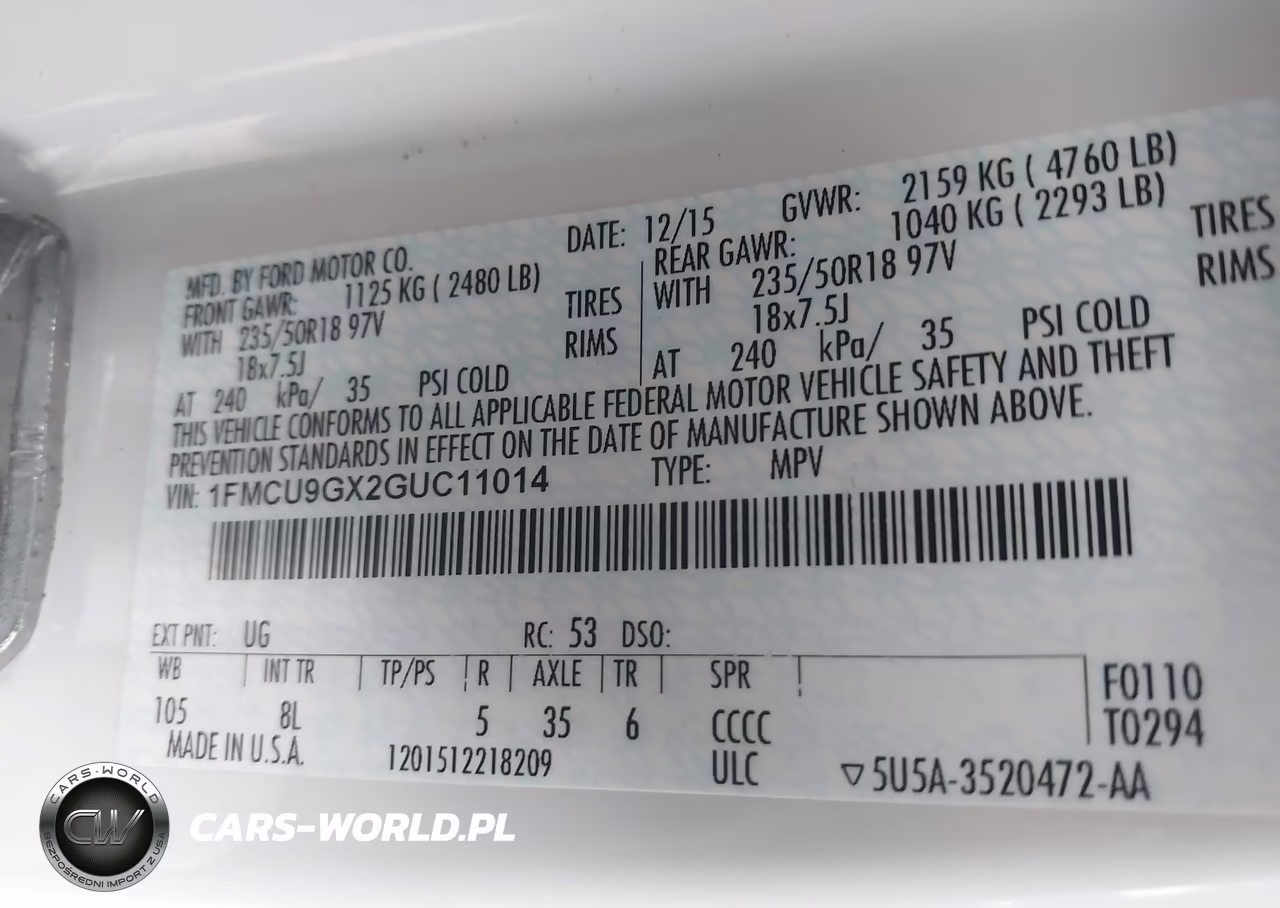 2016 Ford Escape Se VIN:1FMCU9GX2GUC11014 - 9