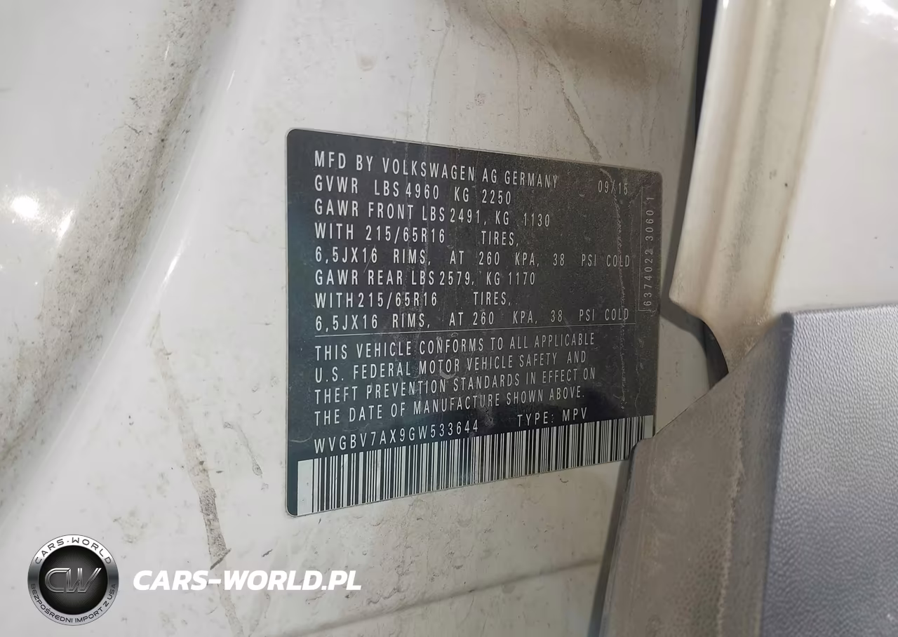 2016 Volkswagen Tiguan S VIN:WVGBV7AX9GW533644 - 9