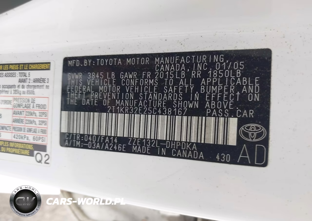 2005 Toyota Matrix VIN:2T1KR32E25C438167 - 9