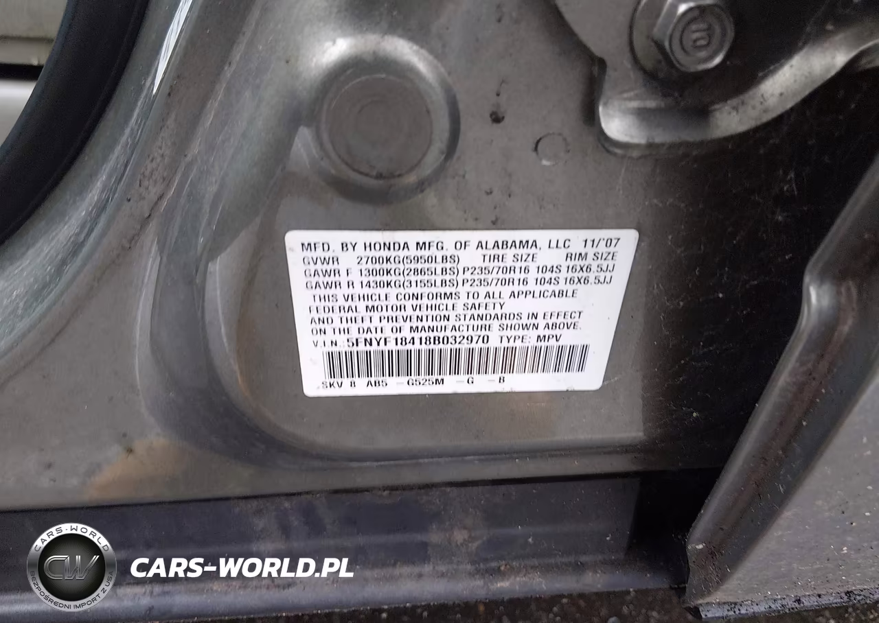2008 Honda Pilot Ex VIN:5FNYF18418B032970 - 8