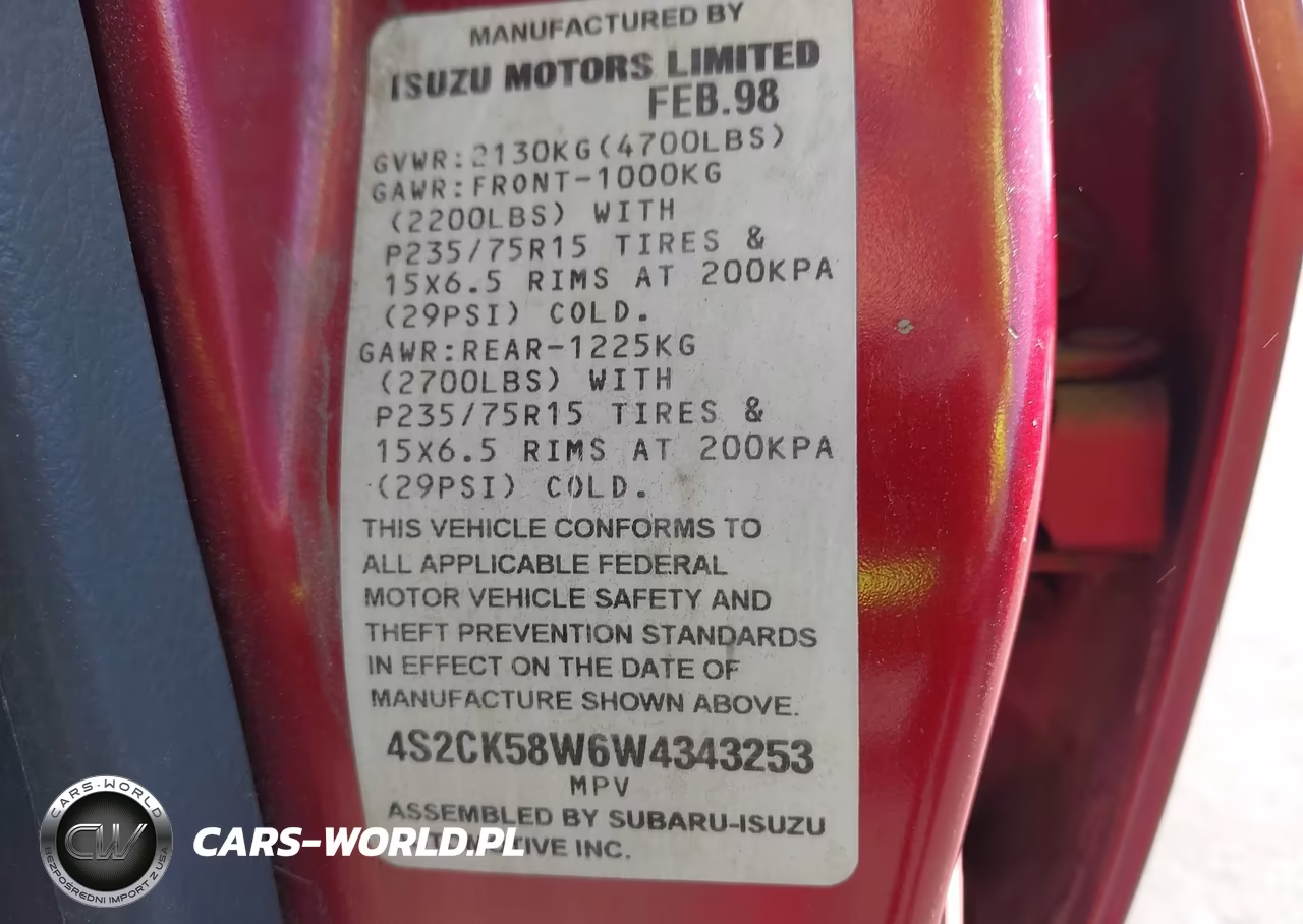 1998 Isuzu Rodeo Ls-S VIN:4S2CK58W6W4343253 - 12