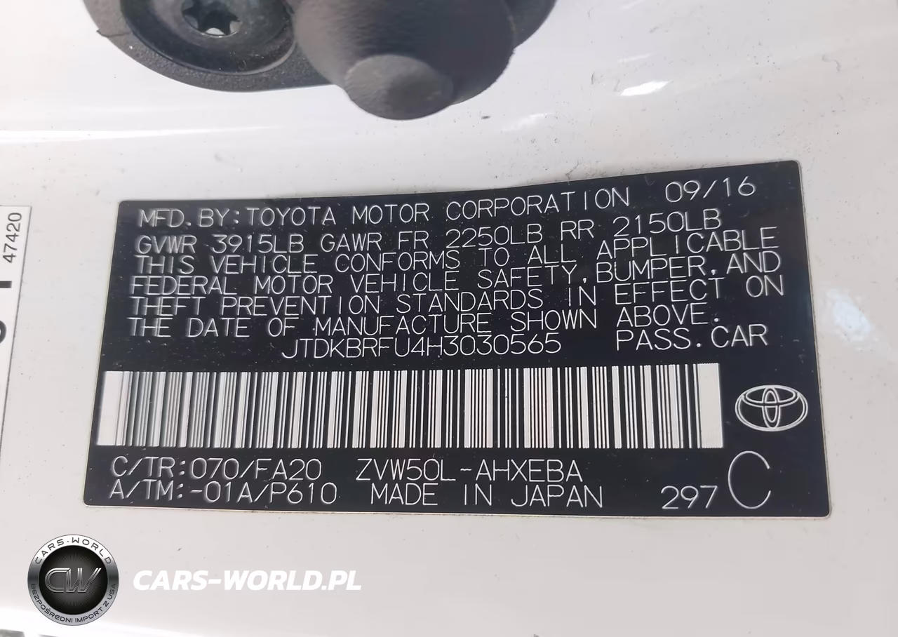 2017 Toyota Prius Two VIN:JTDKBRFU4H3030565 - 9