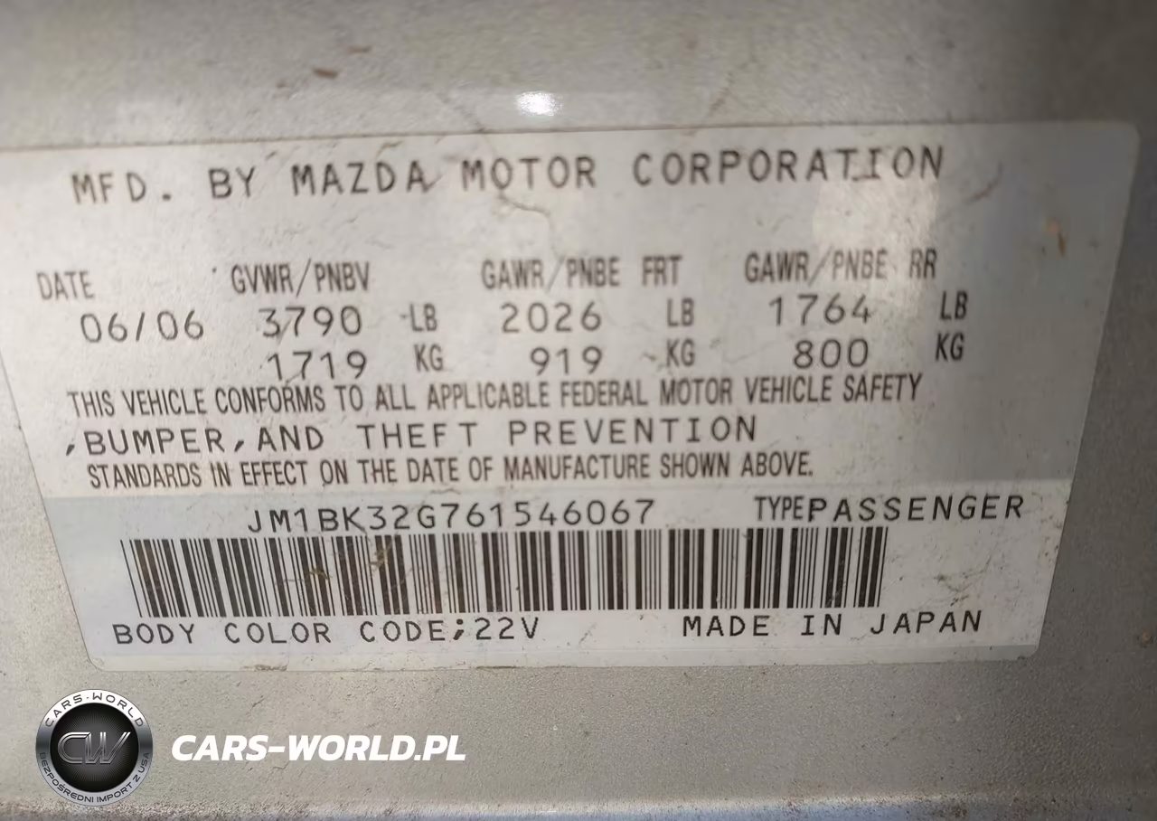 2006 Mazda Mazda3 I VIN:JM1BK32G761546067 - 9
