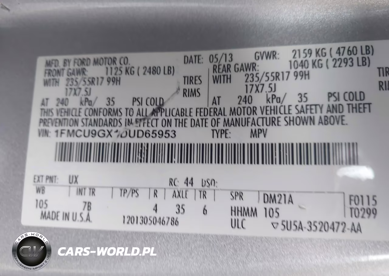 2013 Ford Escape Se VIN:1FMCU9GX1DUD65953 - 9