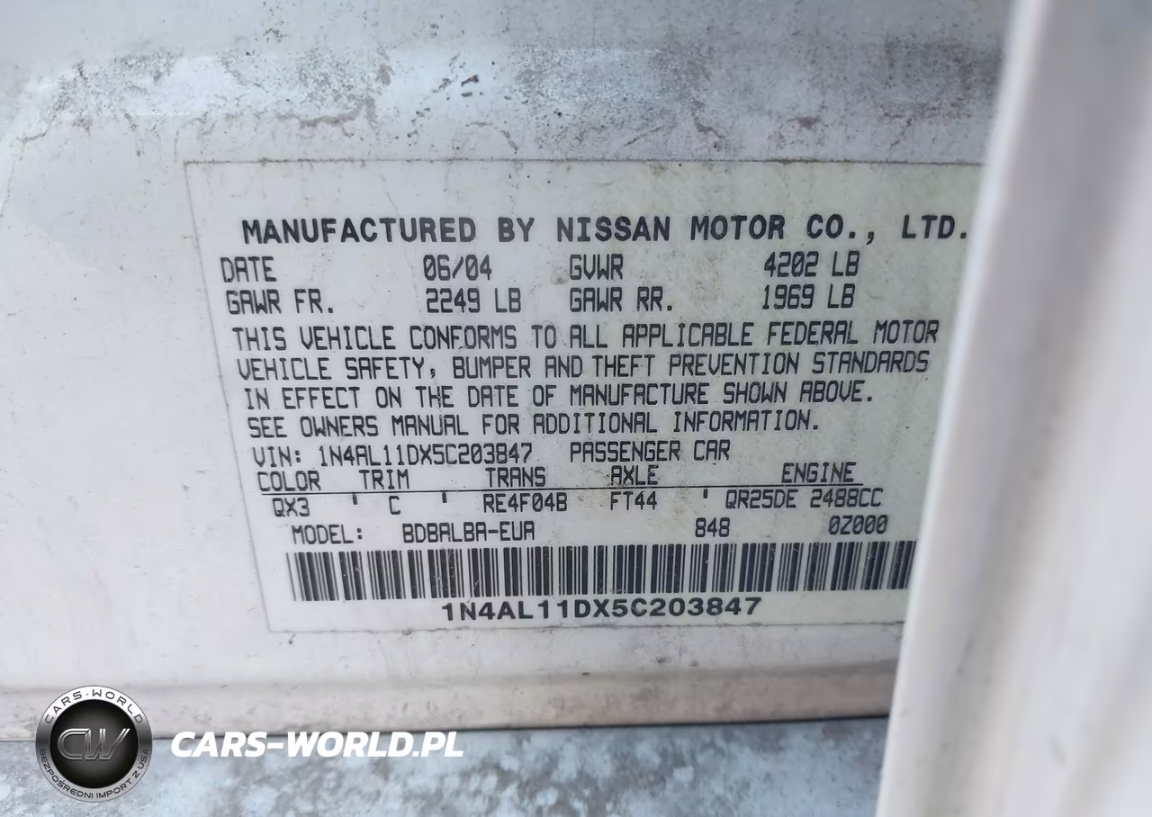 2005 Nissan Altima 2.5 S VIN:1N4AL11DX5C203847 - 9