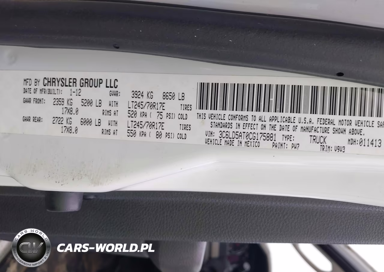 2012 Ram 2500 St VIN:3C6LD5AT0CG175881 - 9