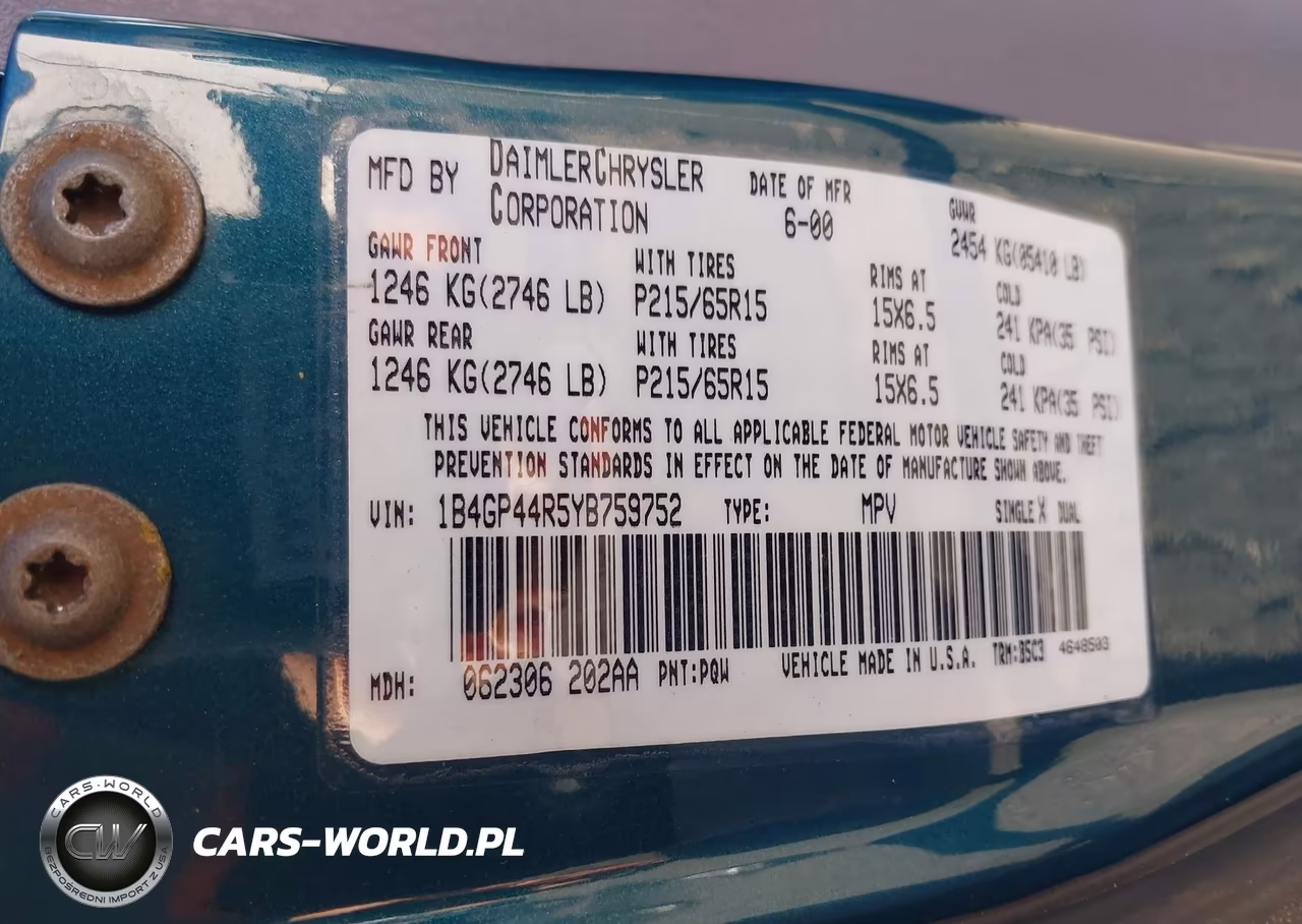 2000 Dodge Grand Caravan Se VIN:1B4GP44R5YB759752 - 9